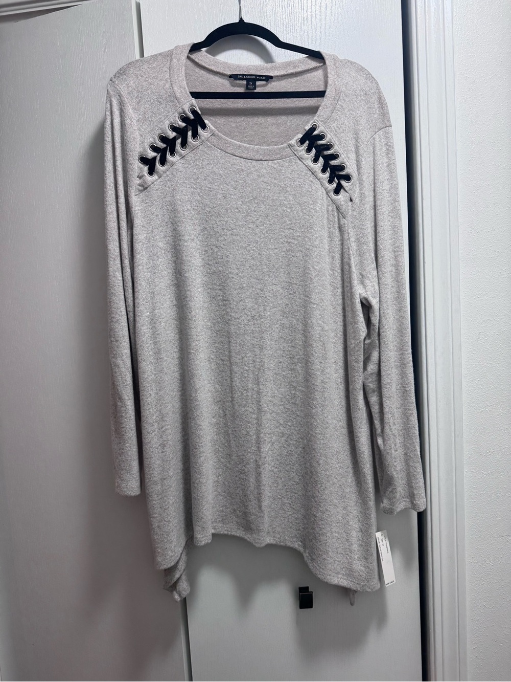 Lace-Up Shoulder Long Sleeve Top